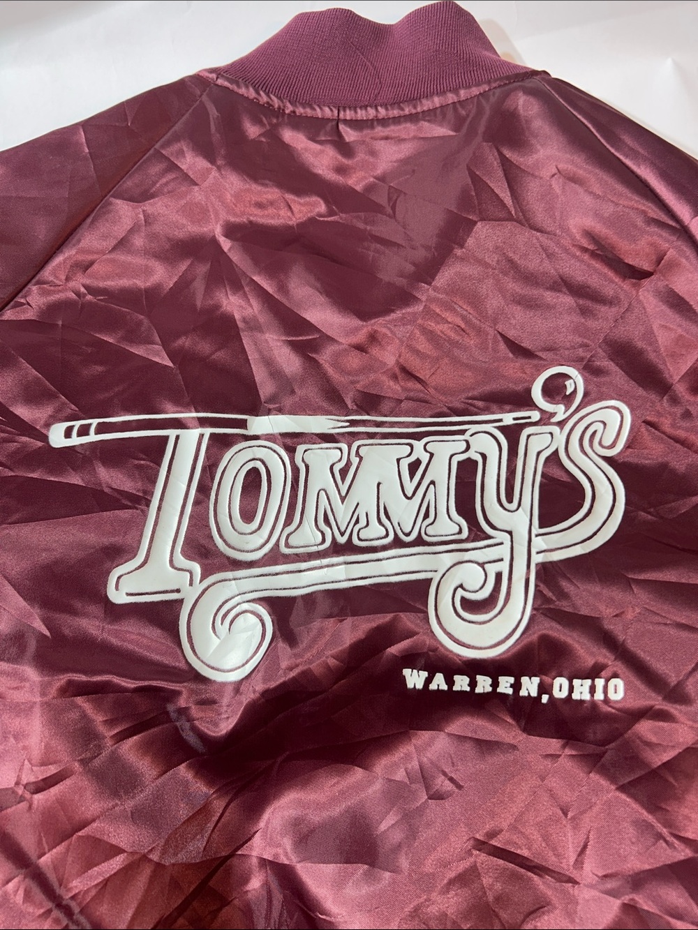 Tommy’s Maroon Nylon Bomber Jacket - Valley 8-Ball Pool League ‘88-‘89 “Nino” - Picture 7 of 7